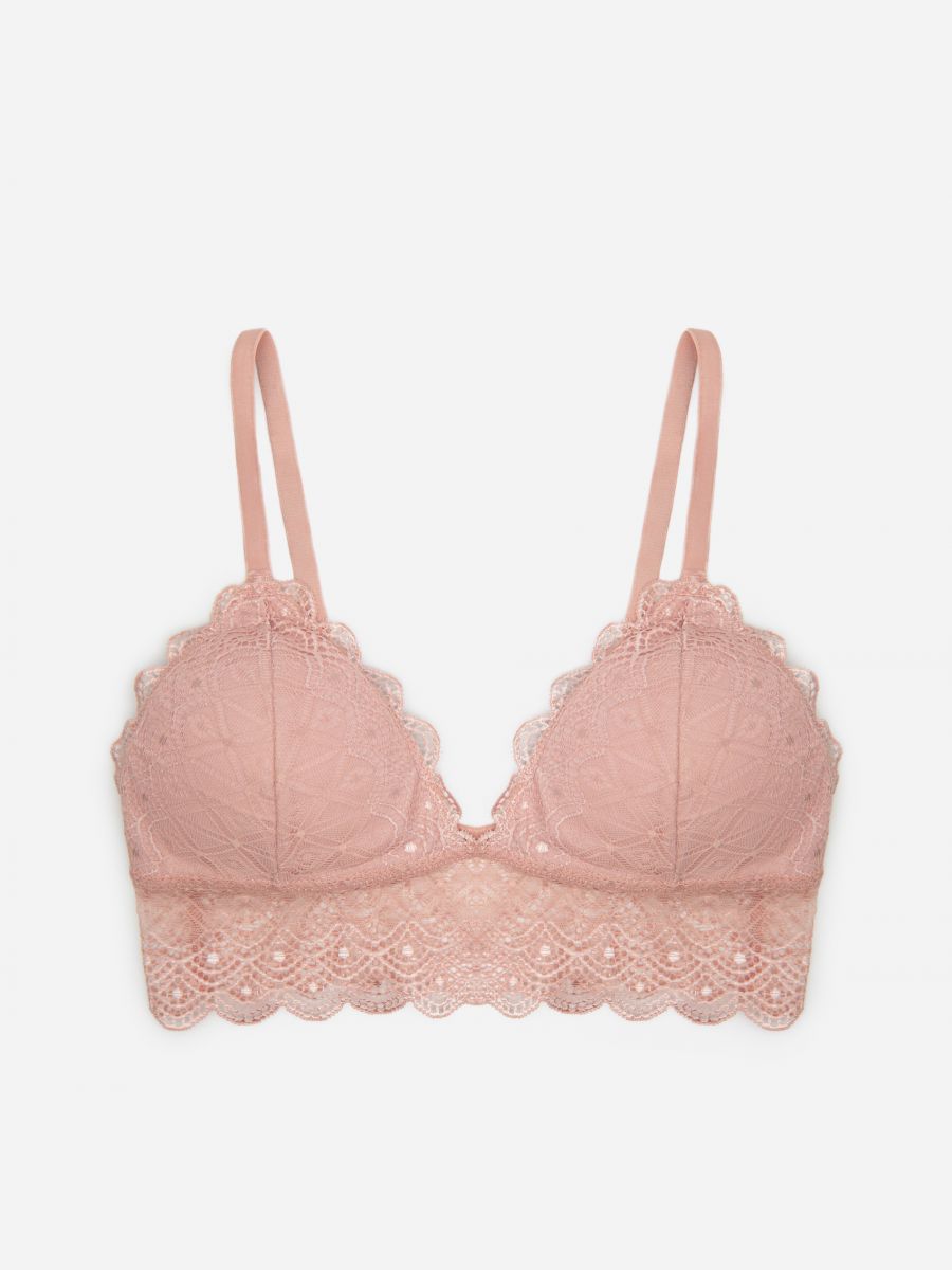 pale pink lace bra