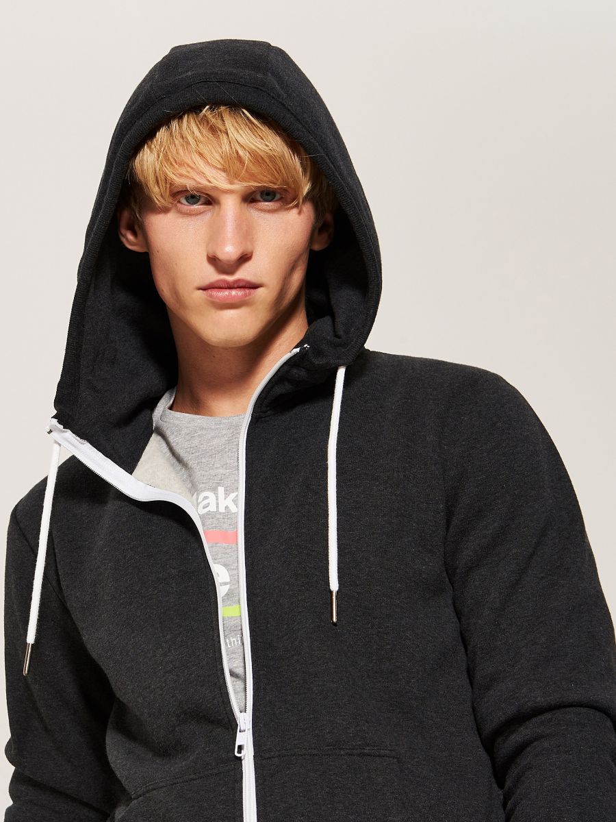 basic black zip up hoodie