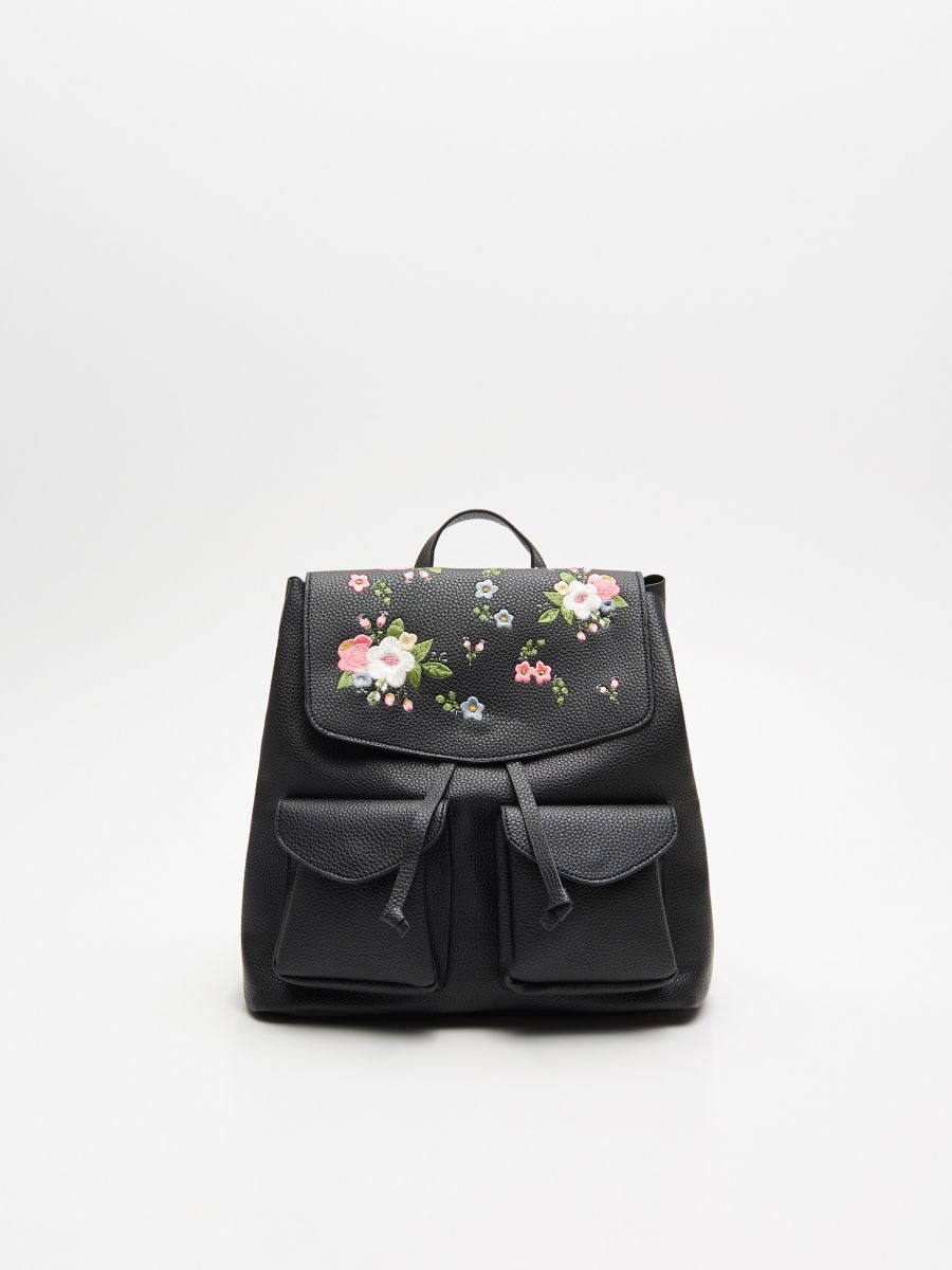 floral leather backpack