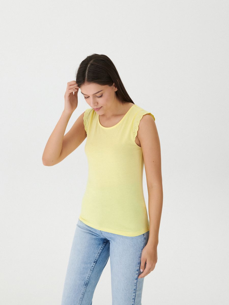 yellow broderie top