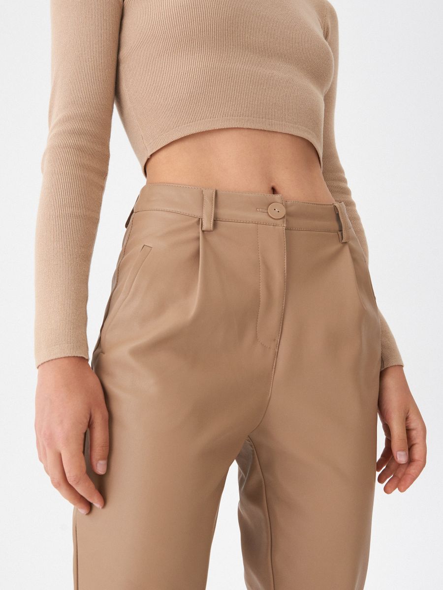 beige cigarette trousers