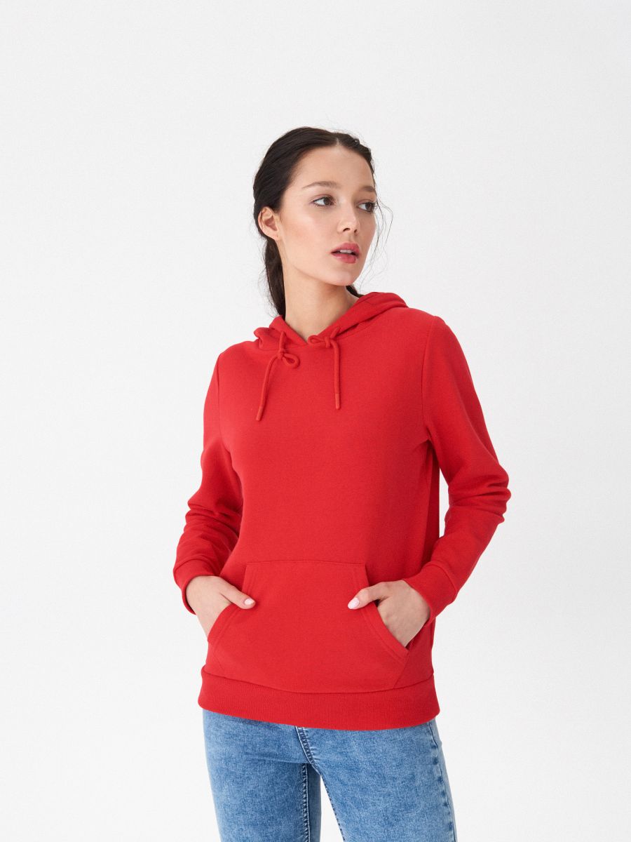 red basic hoodie