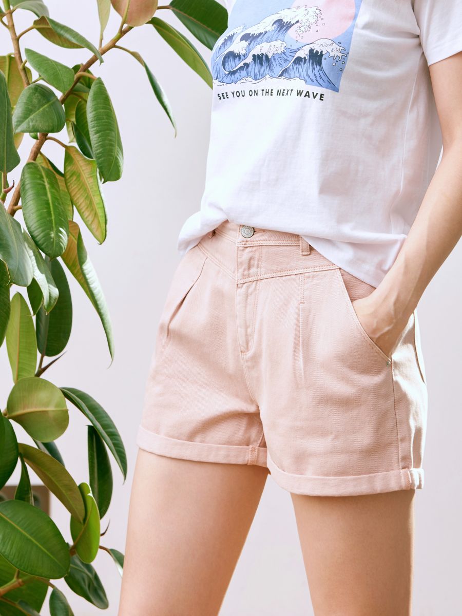 pink high waisted shorts